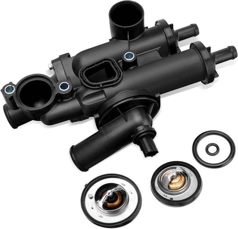 FILTERUP 68003582AB Engine Coolant Thermostat Housing Assembly Compatible with Dodge, Chrysler, Jeep - Journey 09-20, Avenger 09-14, Compass Patriot 07-17, Caliber, Sebring, 200 4Cyl 2.4L 2.0L - Image 1